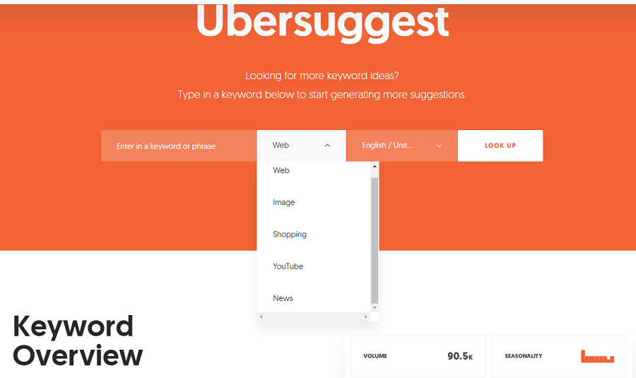 Ubersuggest là một công cụ giúp bạn xác định các keyword bằng cách hiển thị các xếp hạng hàng đầu trên SERPs.