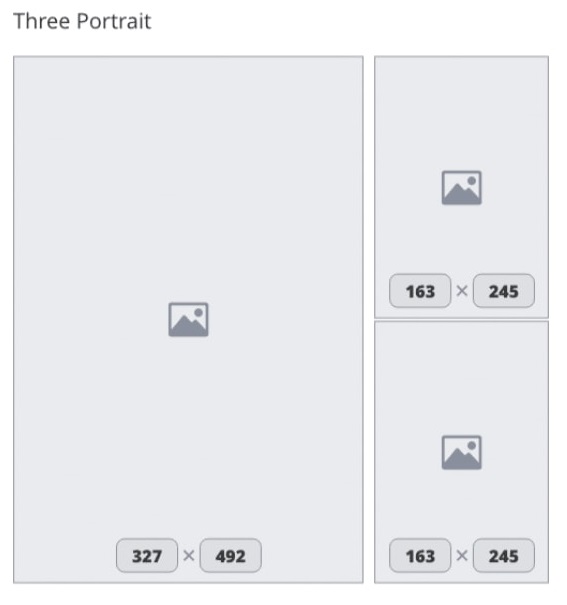 Hình thức hiển thị của facebook nếu bạn up 3 hình đứng.
