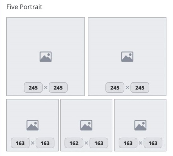 Hình thức hiển thị của facebook nếu bạn up 5 hình đứng.