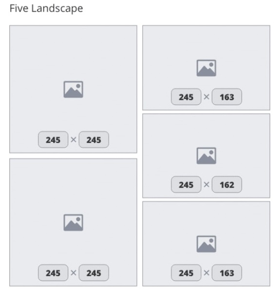 Hình thức hiển thị của facebook nếu bạn up 5 hình ngang.