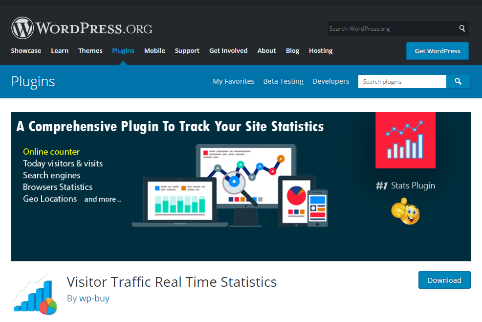 Plugin thống kê truy cập WordPress Visitor Traffic Real Time Statistics 